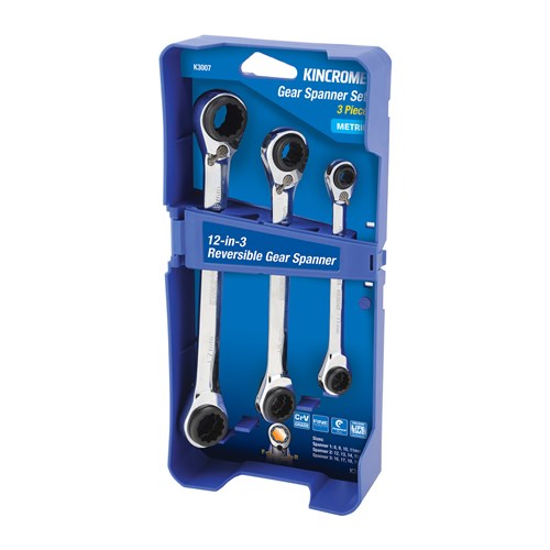 Kincrome K3007 Double Ring 12-in-3 Gear Spanner Set 3 Piece