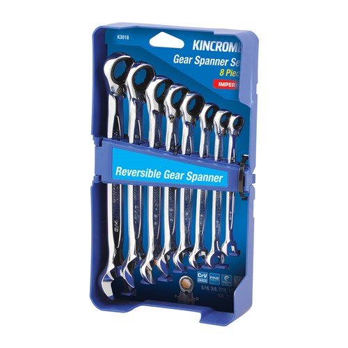 Kincrome K3018 Reversible Gear Spanner Set 8 Piece - Imperial
