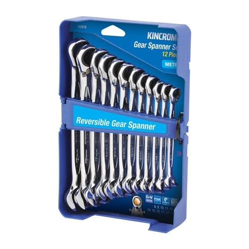 Kincrome K3019 Reversible Gear Spanner Set 12 Piece - Metric