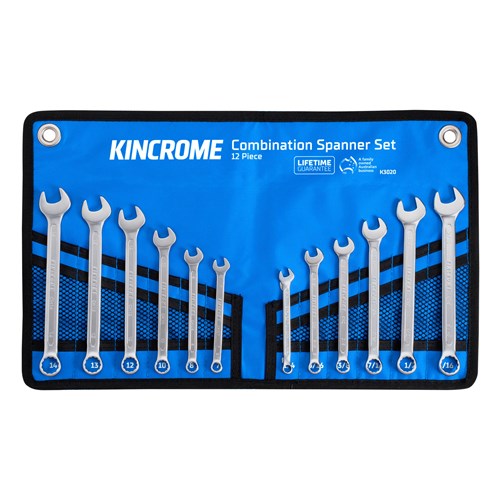 Kincrome K3020 Combination Spanner Set 12 Piece - Metric/Imperial
