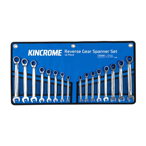 Kincrome K3023 Reversible Gear Spanner Set 16 Piece - Metric/Imperial