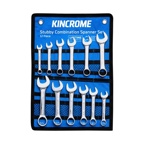 Kincrome K3033 Stubby Combination Spanner Set 12 Piece - Metric/Imperial