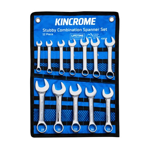 Kincrome K3039 Stubby Combination Spanner Set 12 Piece - Metric