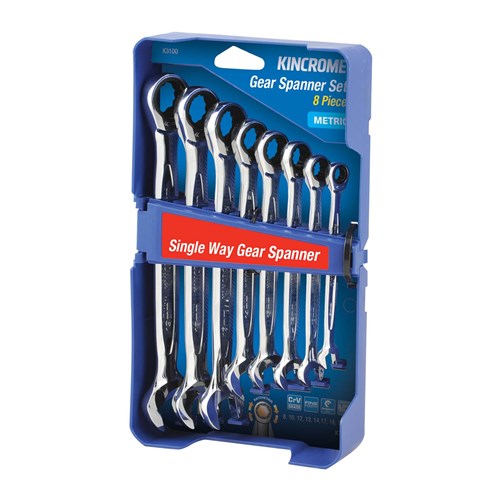 Kincrome K3100 Single Way Gear Spanner Set 8 Piece - Metric