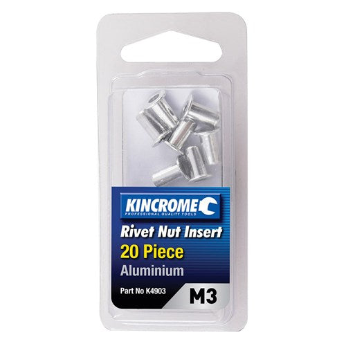 Kincrome K4903 Rivet Nut Insert M3 (Aluminium) - 20 Pack