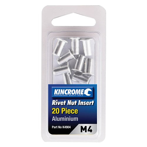 Kincrome K4904 Rivet Nut Insert M4 (Aluminium) - 20 Pack
