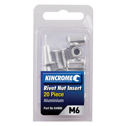 Kincrome K4906 Rivet Nut Insert M6 (Aluminium) - 20 Pack
