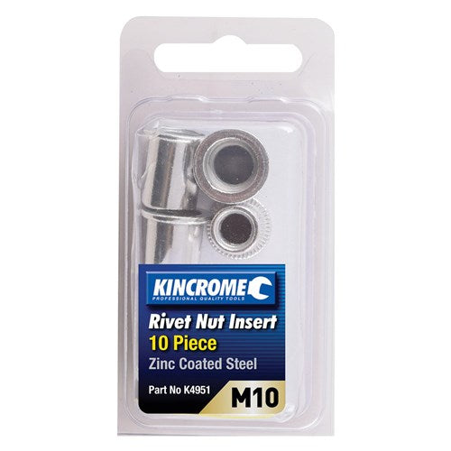 Kincrome K4951 Rivet Nut Insert M10 (Zinc Coated Steel) - 10 Pack
