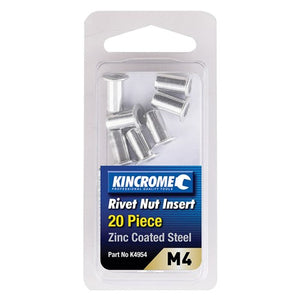Kincrome K4954 Rivet Nut Insert M4 (Zinc Coated Steel) - 20 Pack