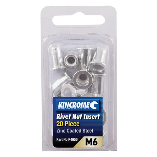 Kincrome K4956 Rivet Nut Insert M6 (Zinc Coated Steel) - 20 Pack