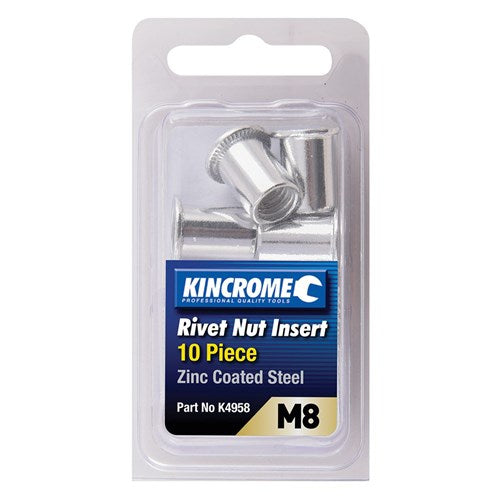 Kincrome K4958 Rivet Nut Insert M8 (Zinc Coated Steel) - 10 Pack
