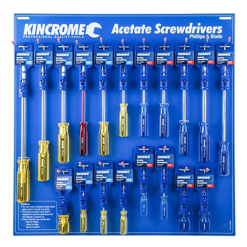 Kincrome K50003 Acetate Screwdriver Merchandiser 57 Piece Blade & Phillips