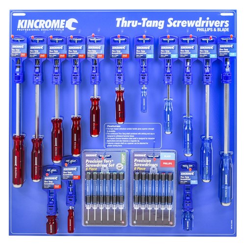 Kincrome K50032 Thru-Tang Screwdriver Merchandiser 48 Piece Blade & Phillips