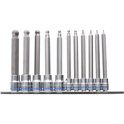 Kincrome K5523 Ball-End Hex Socket Set Long Series 11 Piece 1/4 & 3/8 Drive - Metric