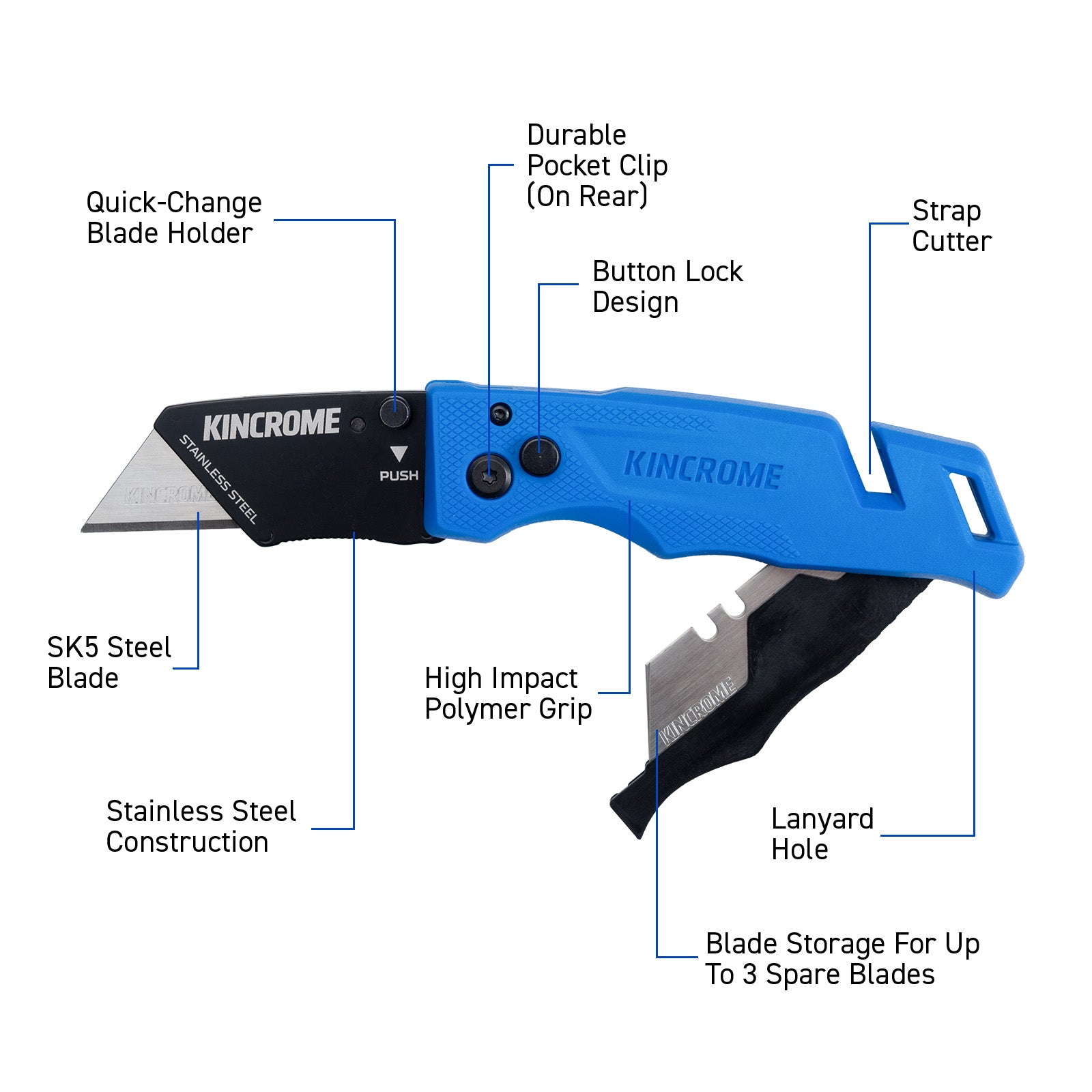Kincrome K6115 High Impact Folding Utility Knife Blade Storage - view 3