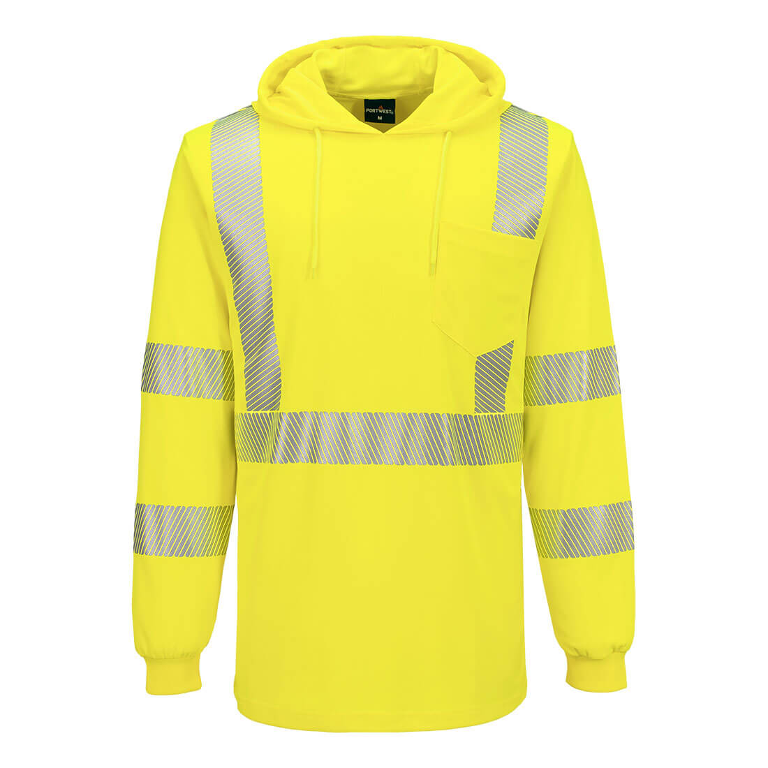 Portwest L042 Hi-Vis Lightweight Hooded T-Shirt L/S
