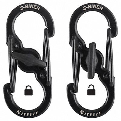 NITE IZE LSBM012R3 Locking Carabiner 1-2/5 in Steel Black