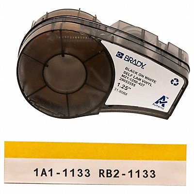 BRADY M211250427 Label Cartridge 1-1/4 W Black/White