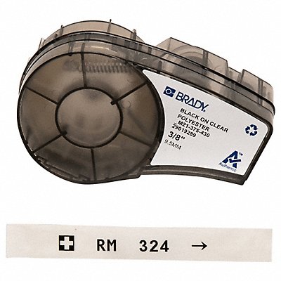 BRADY M21375430 Label Cartridge Black/Clear 21 ft L