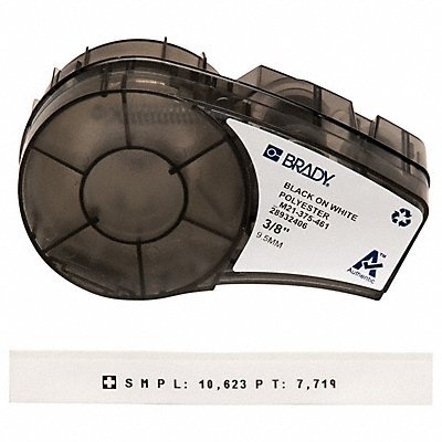 BRADY M21375461 Label Cartridge Black/White 3/8 in W
