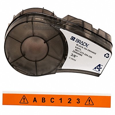 BRADY M21375595OR E7622 Label Cartridge Black/Orange 21 ft L