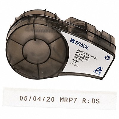 BRADY M21500488 Label Cartridge Black/White 1/2 in W