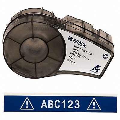 BRADY M21500595BL E7624 Label Cartridge White/Blue 1/2 in W