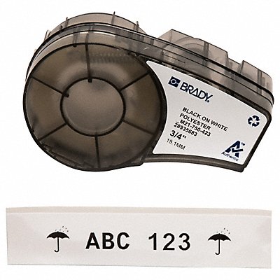 BRADY M21750423 Label Cartridge Black/White 3/4 in W