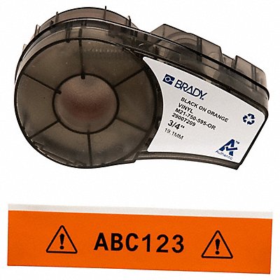 BRADY M21750595OR E7626 Label Cartridge Black/Orange 3/4 in W