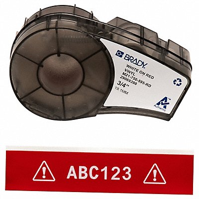 BRADY M21750595RD E7626 Label Cartridge White/Red 3/4 in W