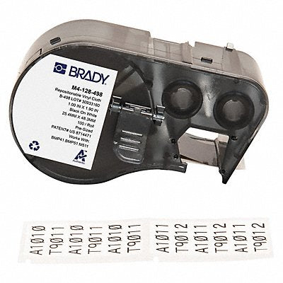 BRADY M4128498 Precut Label Roll Cartridge Vinyl White