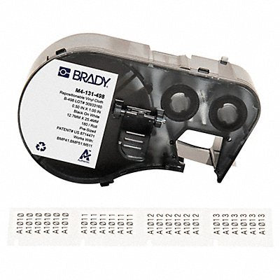 BRADY M4131498 Precut Label Roll Cartridge Vinyl White