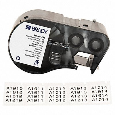 BRADY M448498 Precut Label Roll Cartridge Vinyl White