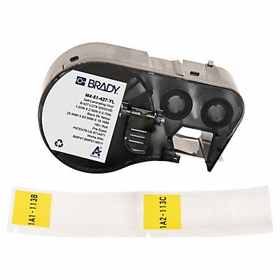 BRADY M451427YL Precut Label Roll Cartridge Clear/Yellow