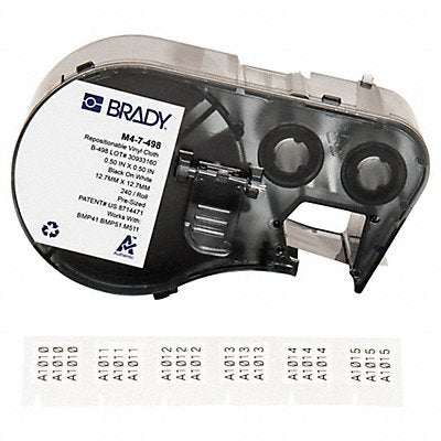 BRADY M47498 Precut Label Roll Cartridge Vinyl White