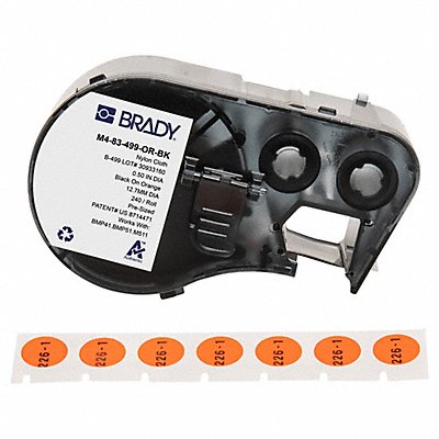 BRADY M483499ORBK Precut Label Cartridge Orange Matte