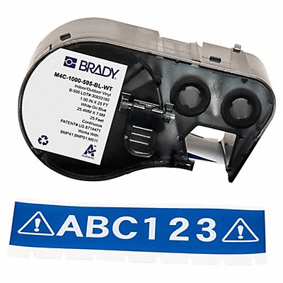 BRADY M4C1000595BLWT Precut Label Roll Cartridge Blue/White