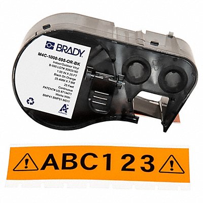 BRADY M4C1000595ORBK Precut Label Roll Cartridge Black/Orange