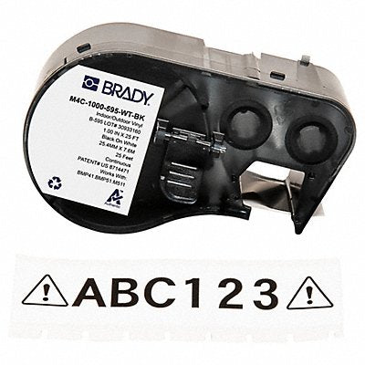BRADY M4C1000595WTBK Precut Label Roll Cartridge Black/White