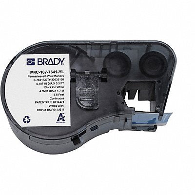 BRADY M4C1877641YL Precut Label Cartridge Matte 21/64 in H