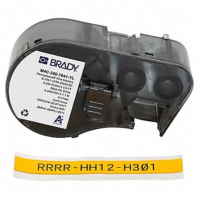 BRADY M4C2507641YL Precut Label Cartridge Matte 7/16 in H