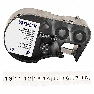 BRADY M4C318498 Precut Label Roll Cartridge White