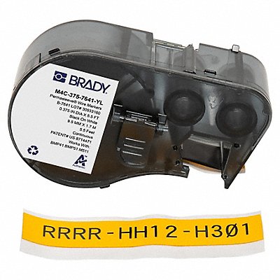 BRADY M4C3757641YL Precut Label Cartridge Matte 41/64 in H