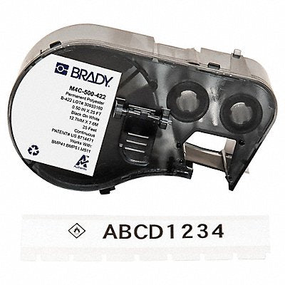 BRADY M4C500422 Precut Label Roll Cartridge White Gloss