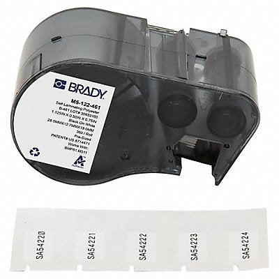 BRADY M5122461 Precut Label Cartridge Clear/White Matte