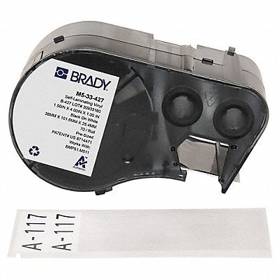 BRADY M533427 Precut Label Roll Cartridge Clear/White