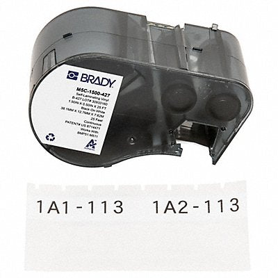 BRADY M5C1500427 Precut Label Roll Cartridge Clear/White