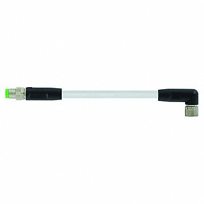 MURRELEKTRONIK 7000880212100300 Cordset: M8 Male Straight X M8 Female Right Angle, 3 Pins, Gray, PVC, 3 m Cable Lg, 24 AWG Wire Size