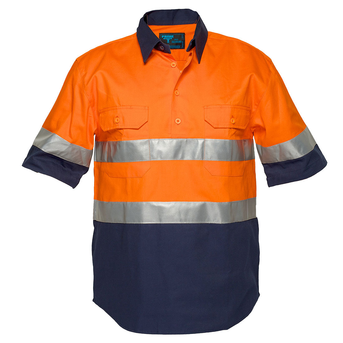 Portwest MC102 Hi-Vis Two Tone Regular Weight Short Sleeve Closed Front Shirt with Tape