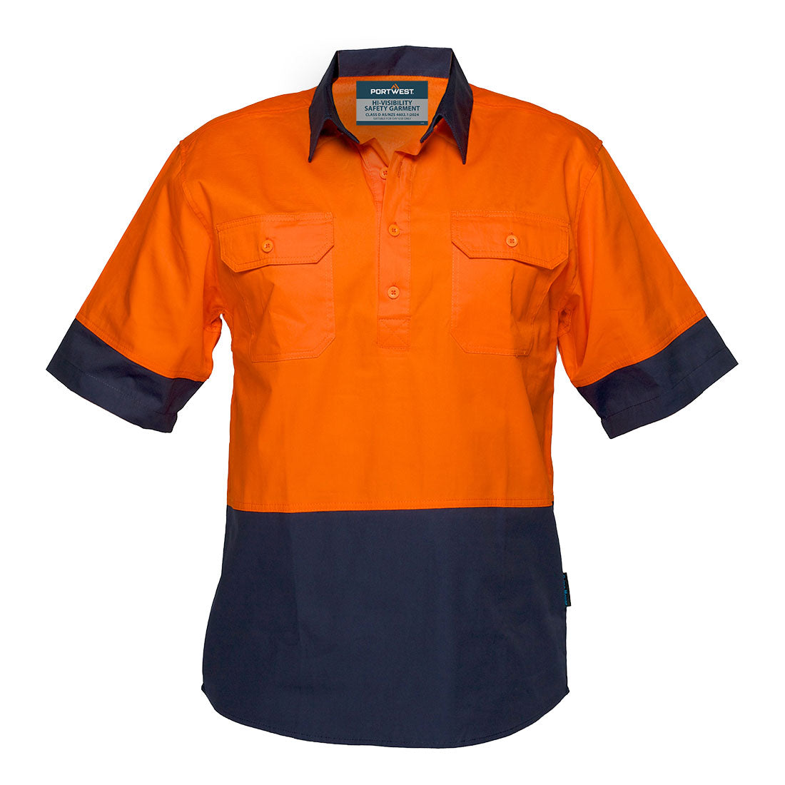 Portwest MC802 Canberra Hi-Vis Lightweight Contrast 1/2 Button Class D Shirt S/S